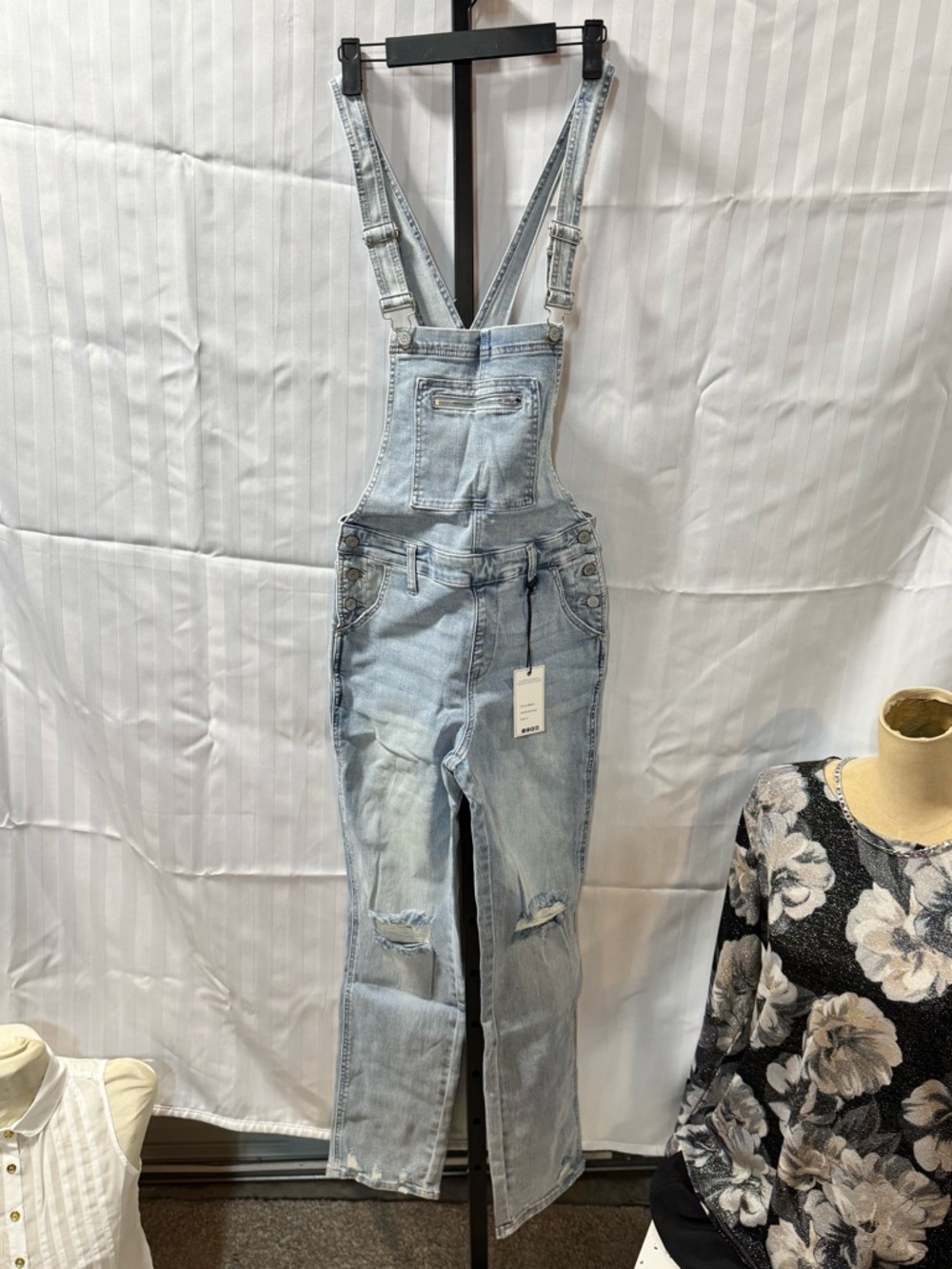 Judy Blue Light Wash Ripped Denim Overalls